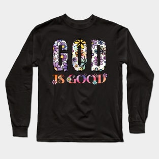 VINTAGE RETRO GOD IS GOOD BOHO FLOWER CHILD Long Sleeve T-Shirt